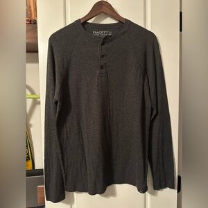 Faherty Cloud Cotton Henley - Charcoal